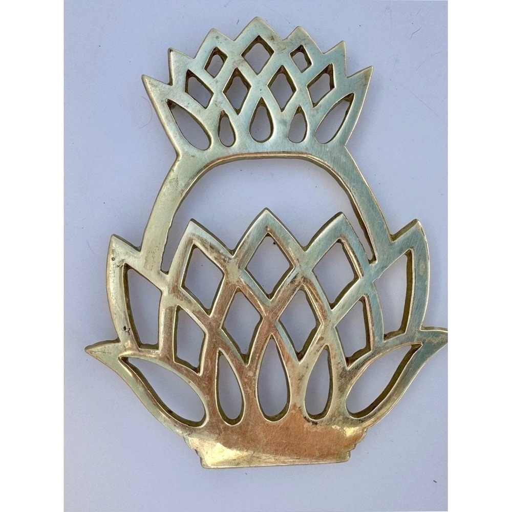 VTG 1976 Brass Trivet Pineapple Virginia Metalcrafters Welcome Housewarming